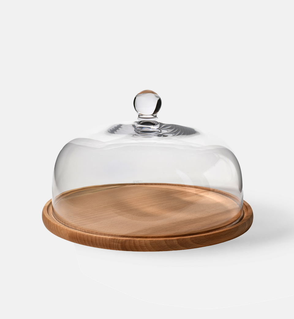 Cloche with Wooden Stand, 28.5 cm