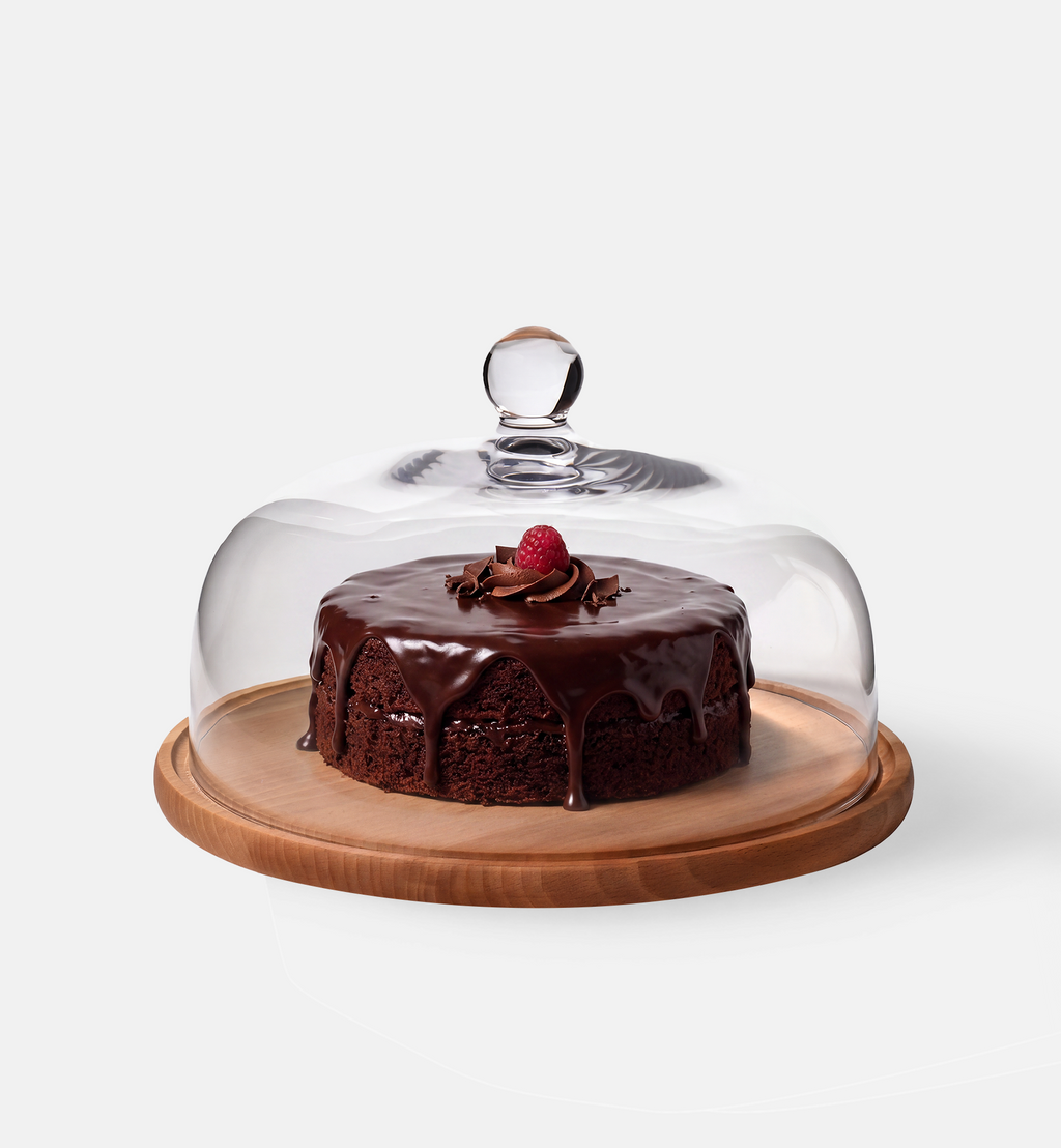 Cloche with Wooden Stand, 28.5 cm