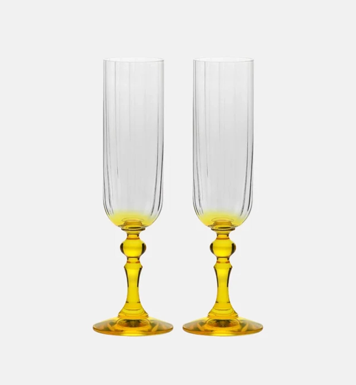Cieniowane kieliszki do szampana z żółtą nóżką 200 ml