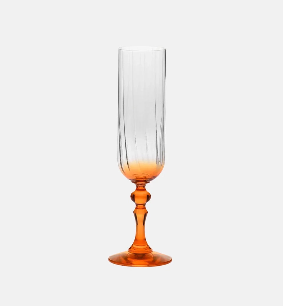 Cieniowane kieliszki do szampana z pomarańczową nóżką 200 ml