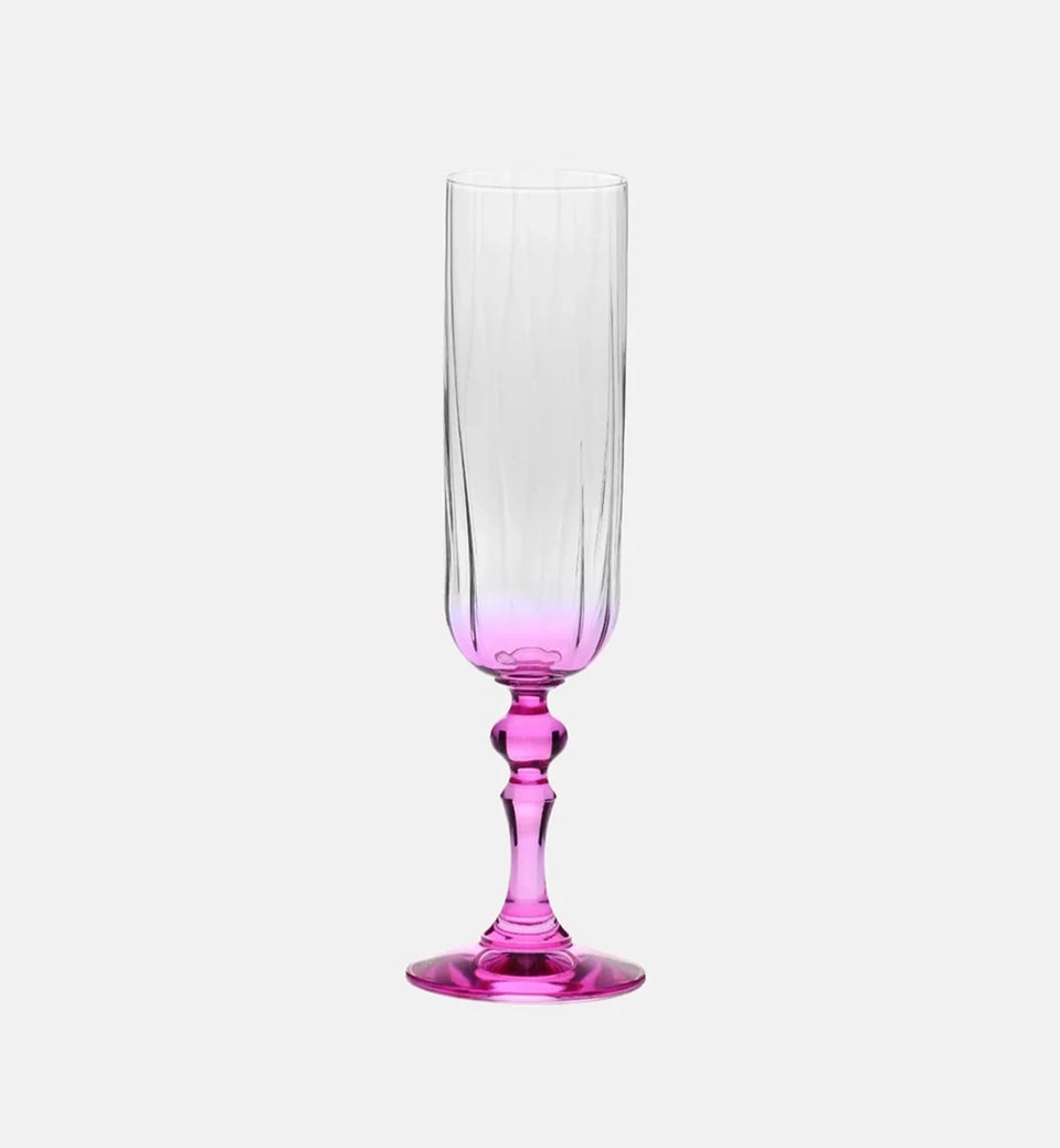 Cieniowane kieliszki do szampana z różową nóżką 200 ml