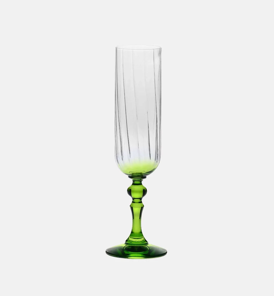 Cieniowane kieliszki do szampana z zieloną nóżką 200 ml