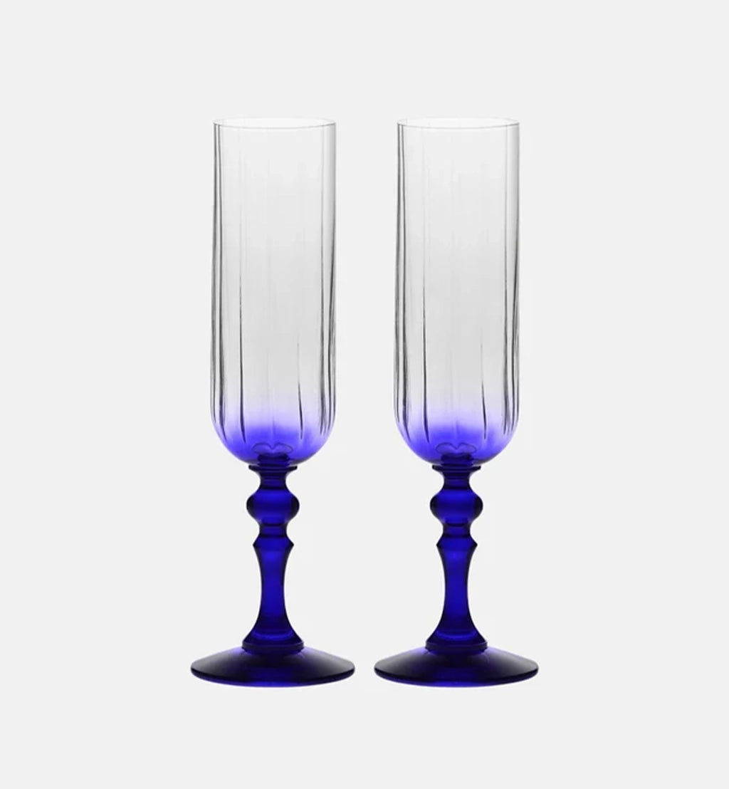 Ombré Champagne Glasses with Navy Stem, 200 ml