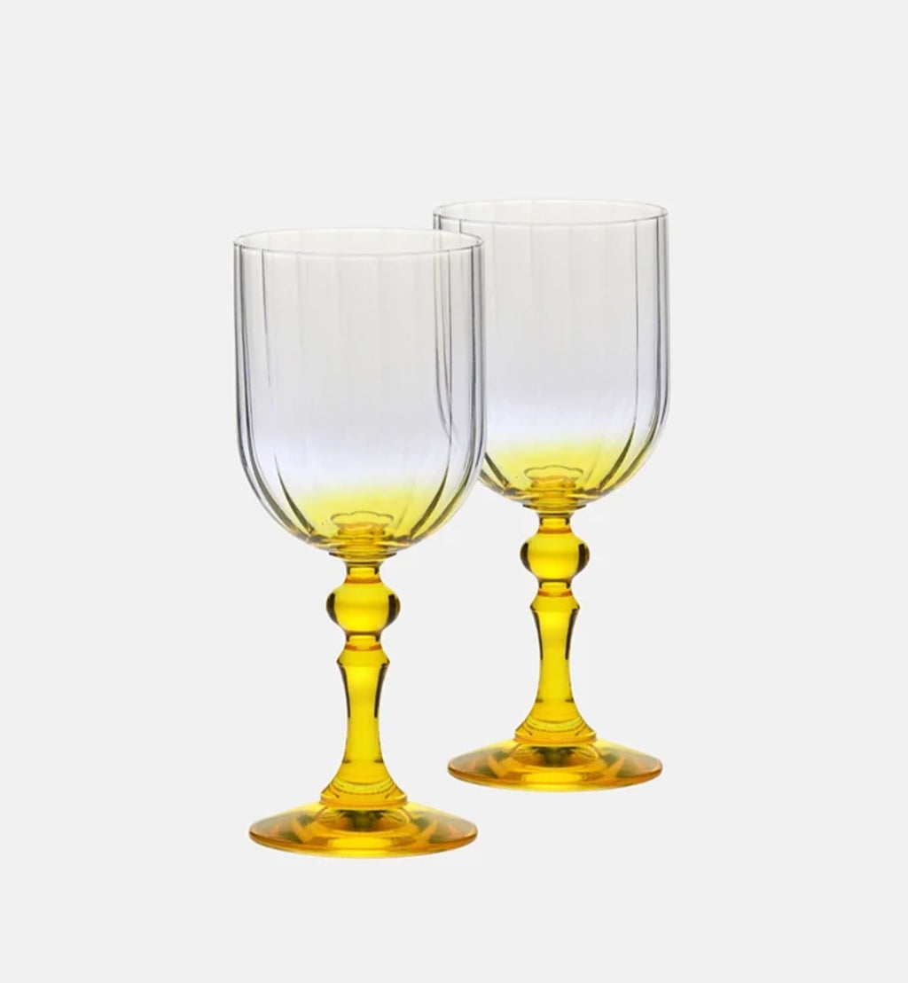 Cieniowane kieliszki do wina z żółtą nóżką 300 ml