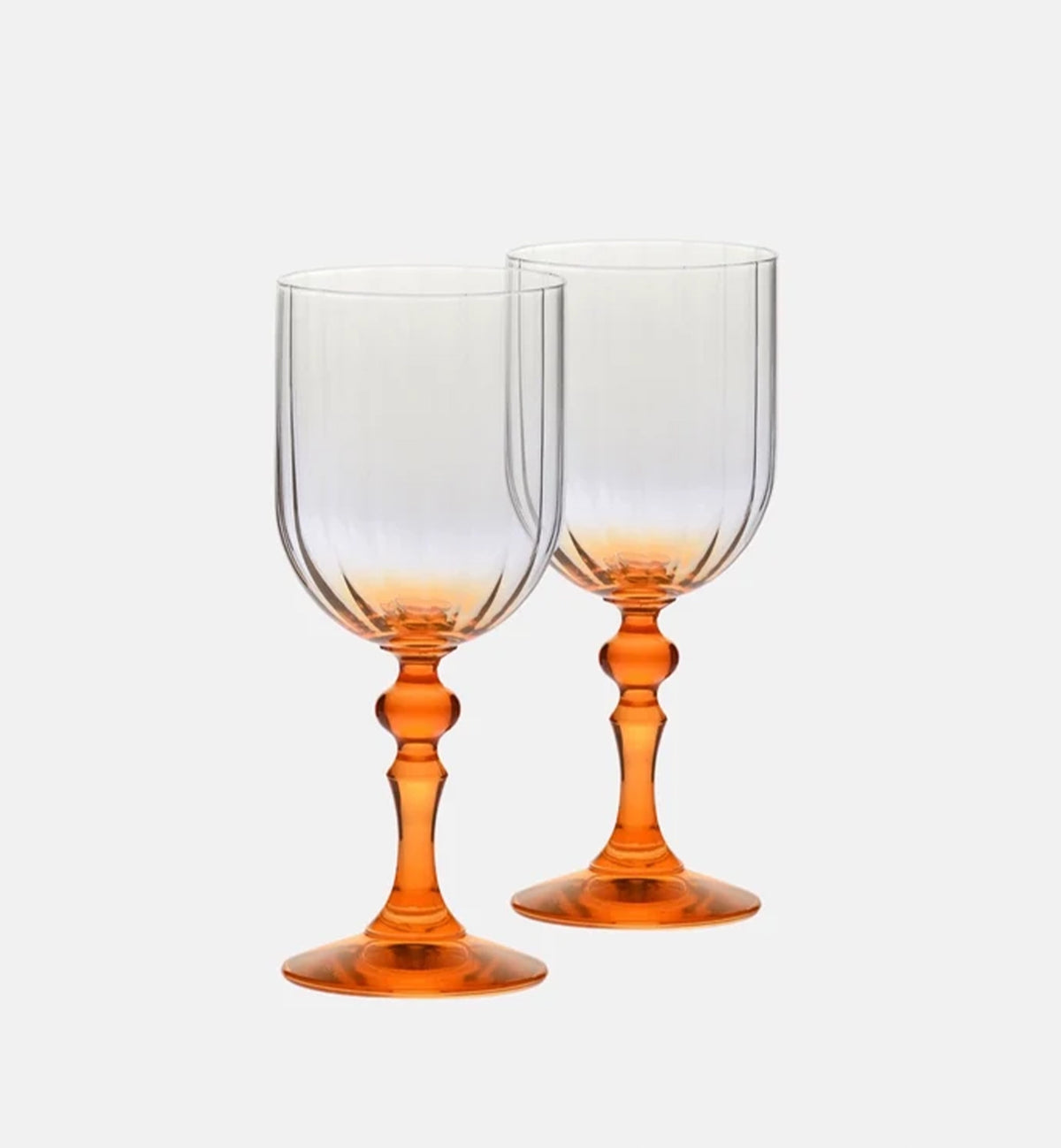 Weingläser mit Farbverlauf und orangefarbenem Stiel, 300 ml