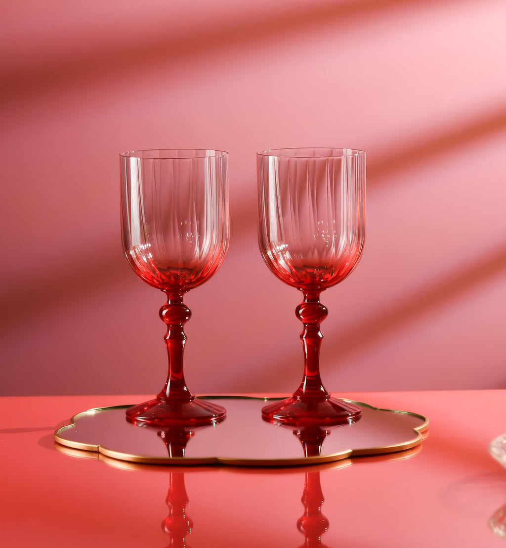 Ombré wine glasses with a red stem 300 ml