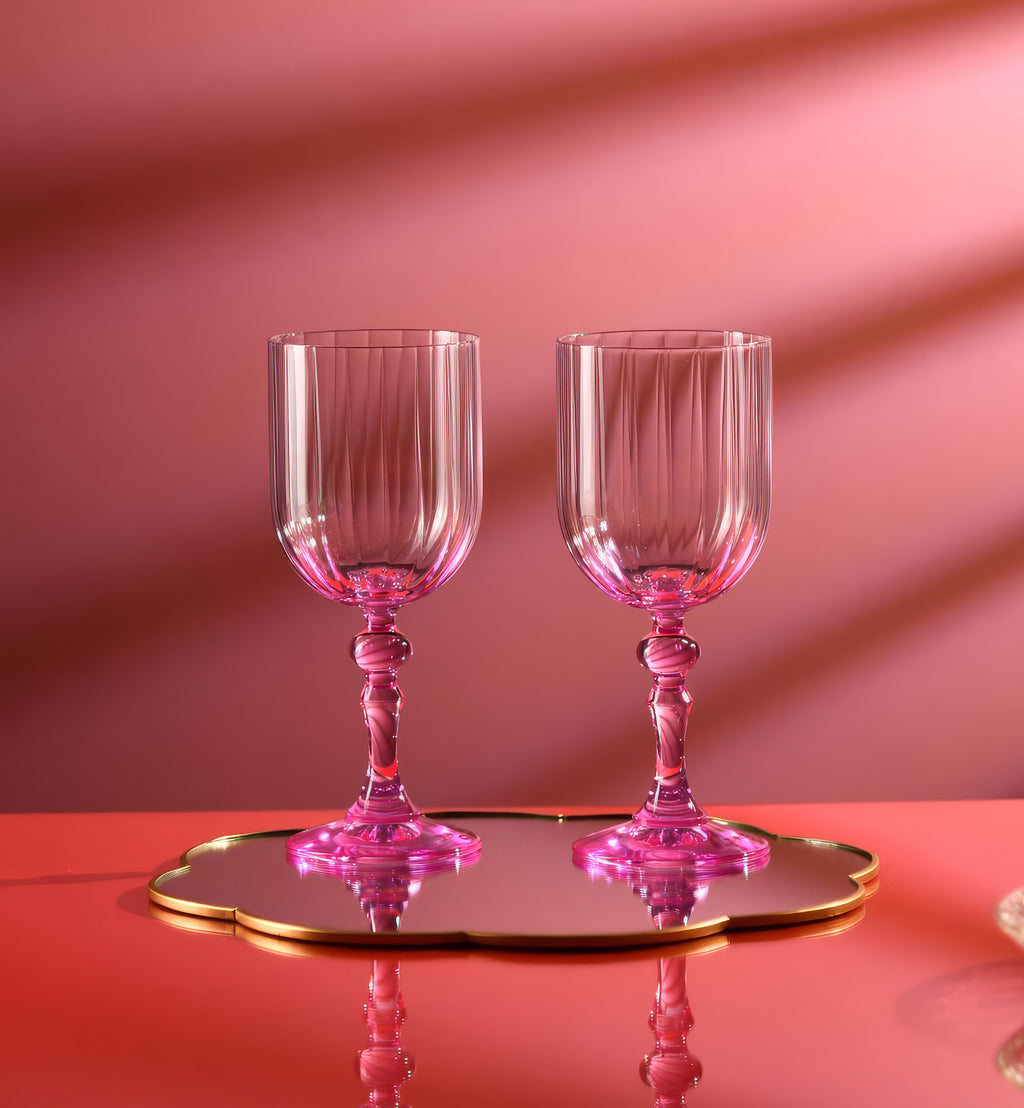 Ombré wine glasses with pink stem 300 ml