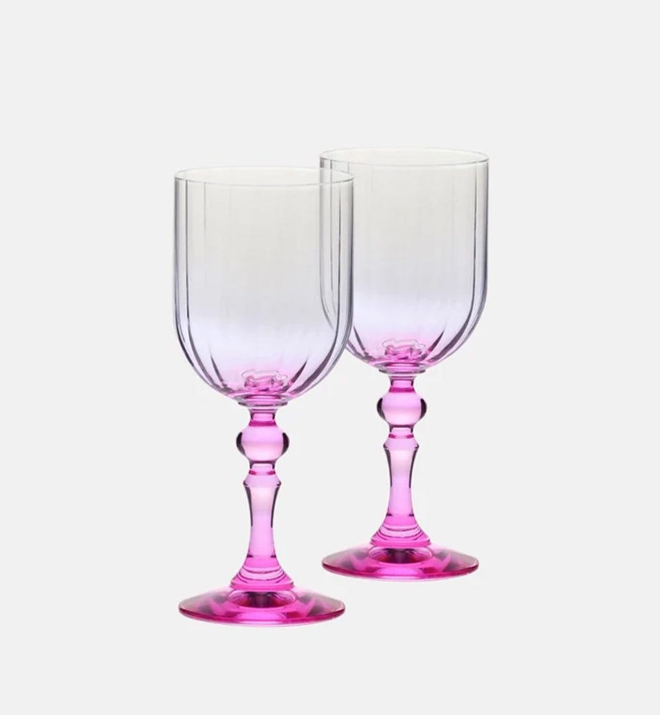 Cieniowane kieliszki do wina z różową nóżką 300 ml