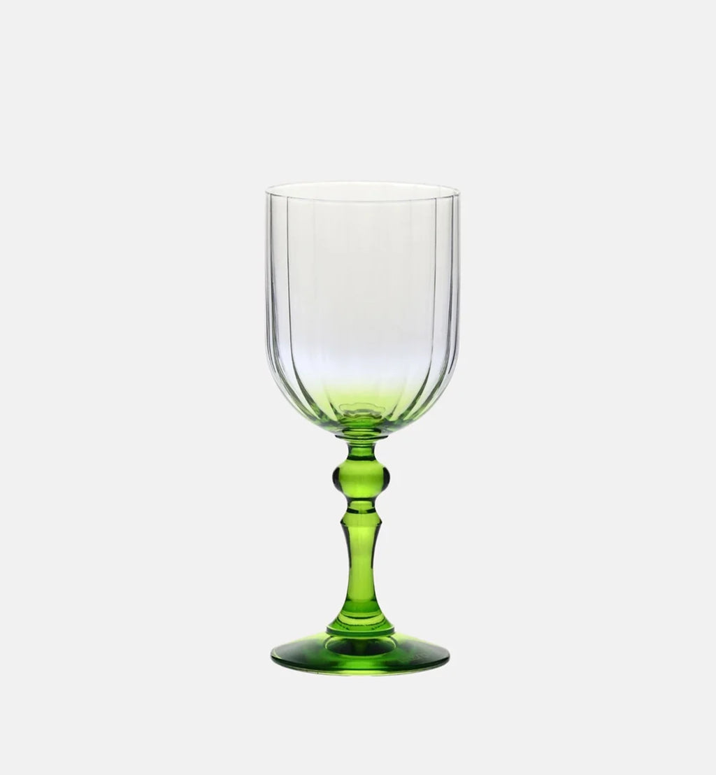 Cieniowane kieliszki do wina z zieloną nóżką 300 ml