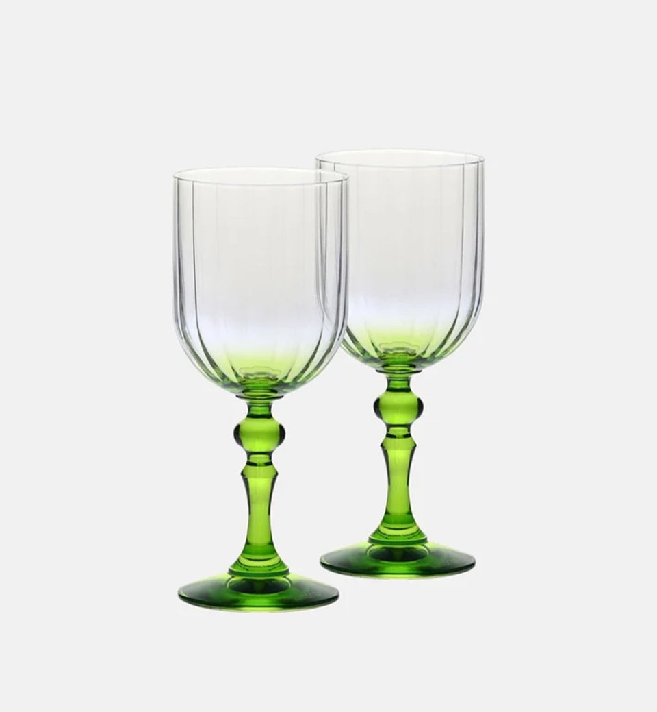 Cieniowane kieliszki do wina z zieloną nóżką 300 ml