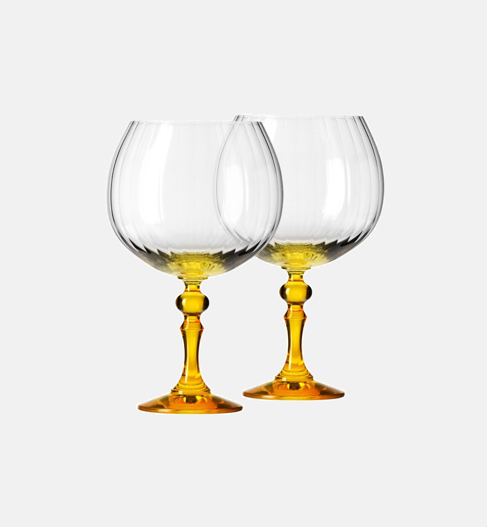 Gingläser mit Farbverlauf und gelbem Stiel, 660 ml