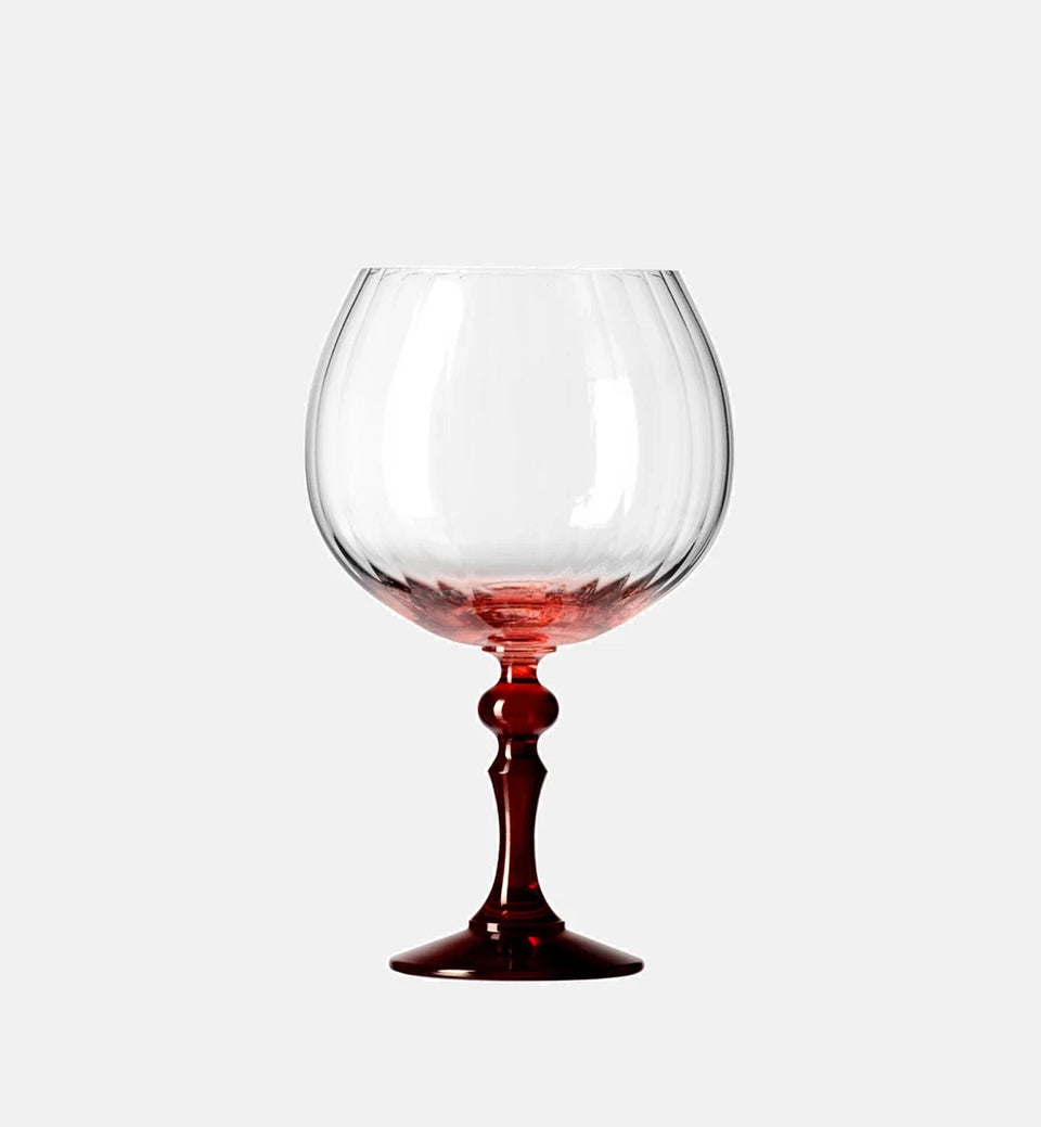 Gingläser mit Farbverlauf und rotem Stiel, 660 ml