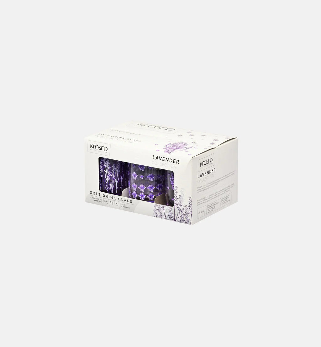 Szklanki dekorowane LAVENDER (6 szt.) 250 ml