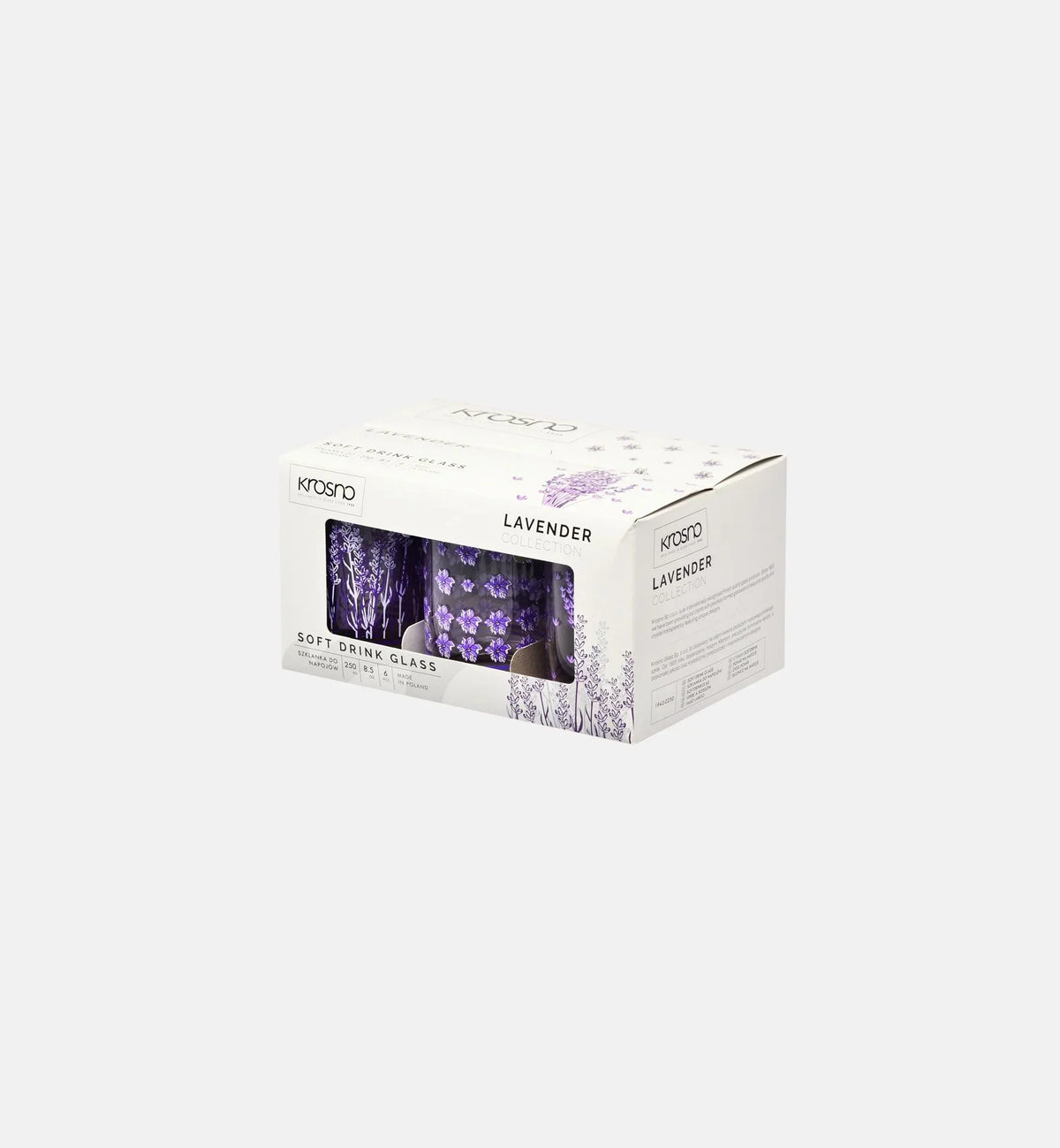 Szklanki dekorowane LAVENDER (6 szt.) 250 ml