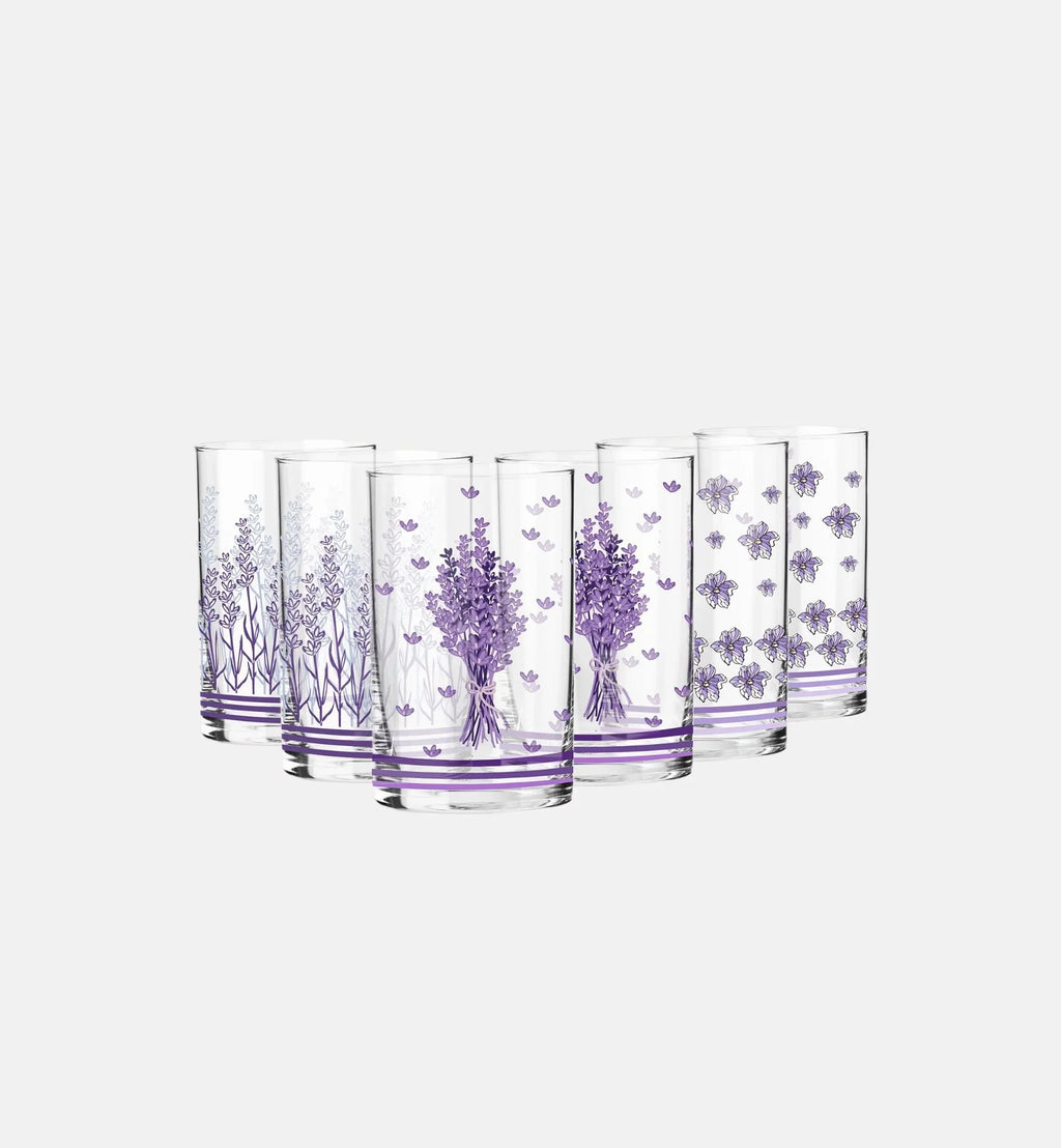 Szklanki dekorowane LAVENDER (6 szt.) 250 ml