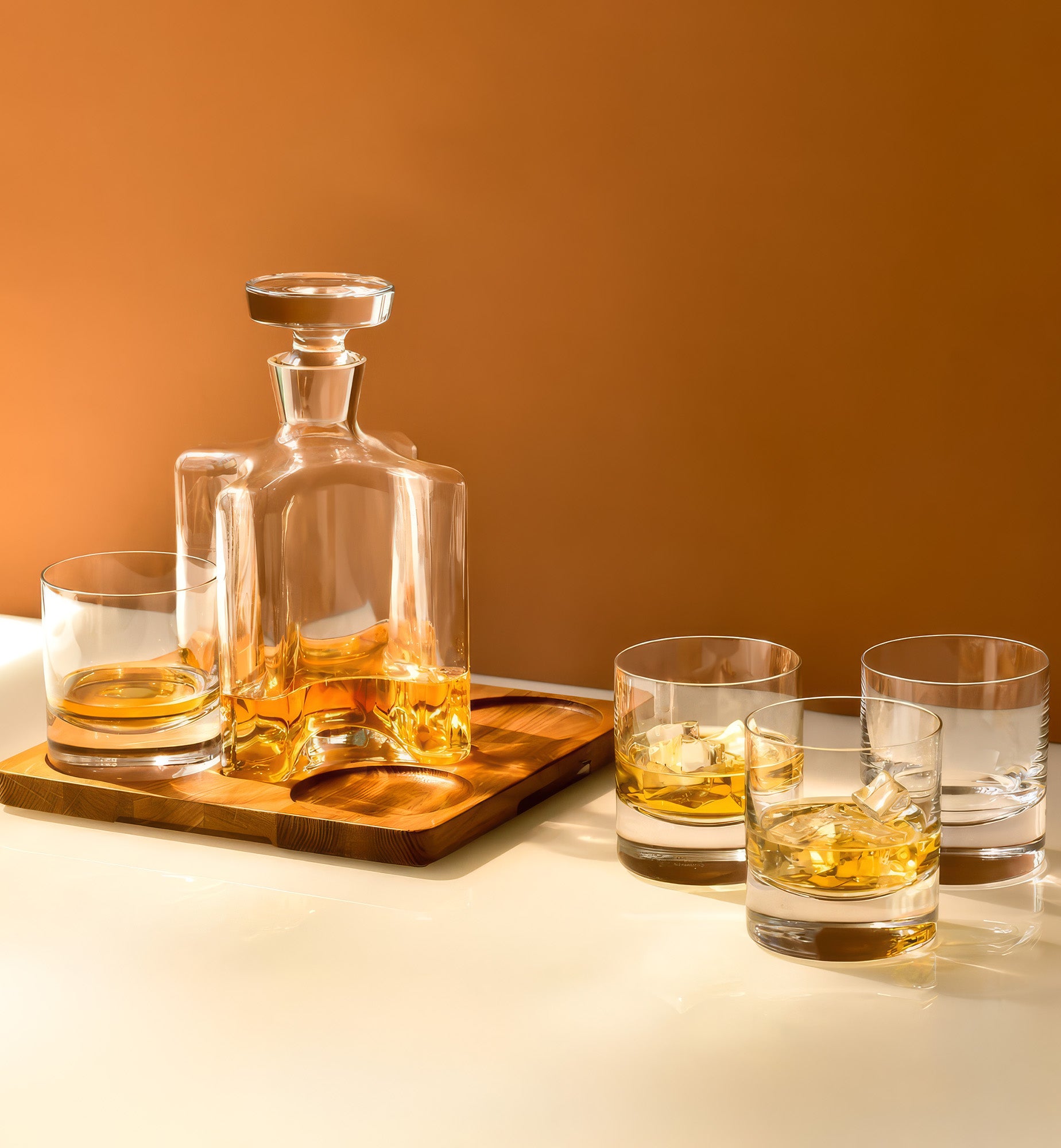 Komplet do whisky z dębową tacą OAK (5 el.)