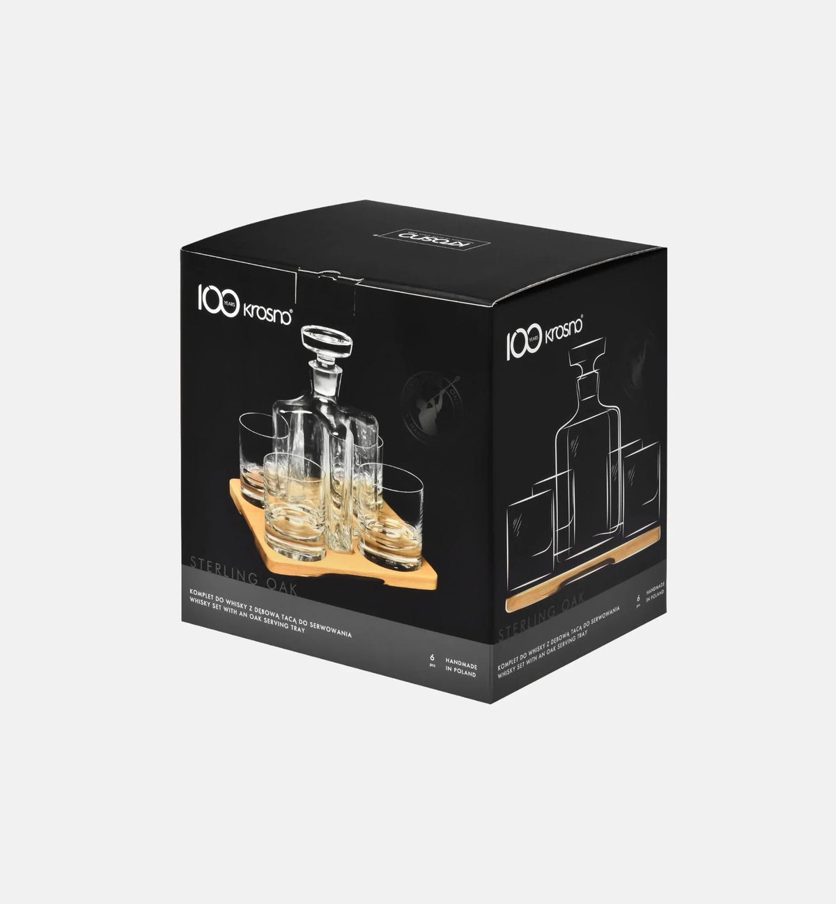 Komplet do whisky z dębową tacą OAK (5 el.)
