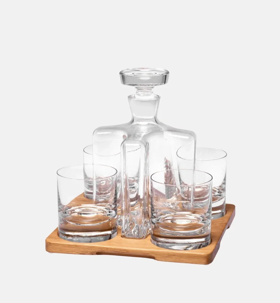 Komplet do whisky z dębową tacą OAK (5 el.)