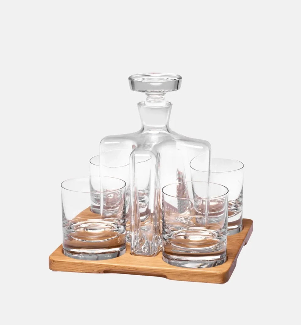 Komplet do whisky z dębową tacą OAK (5 el.)