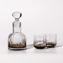 Marshal Decanter with 2 Smoked Quartz water glasses