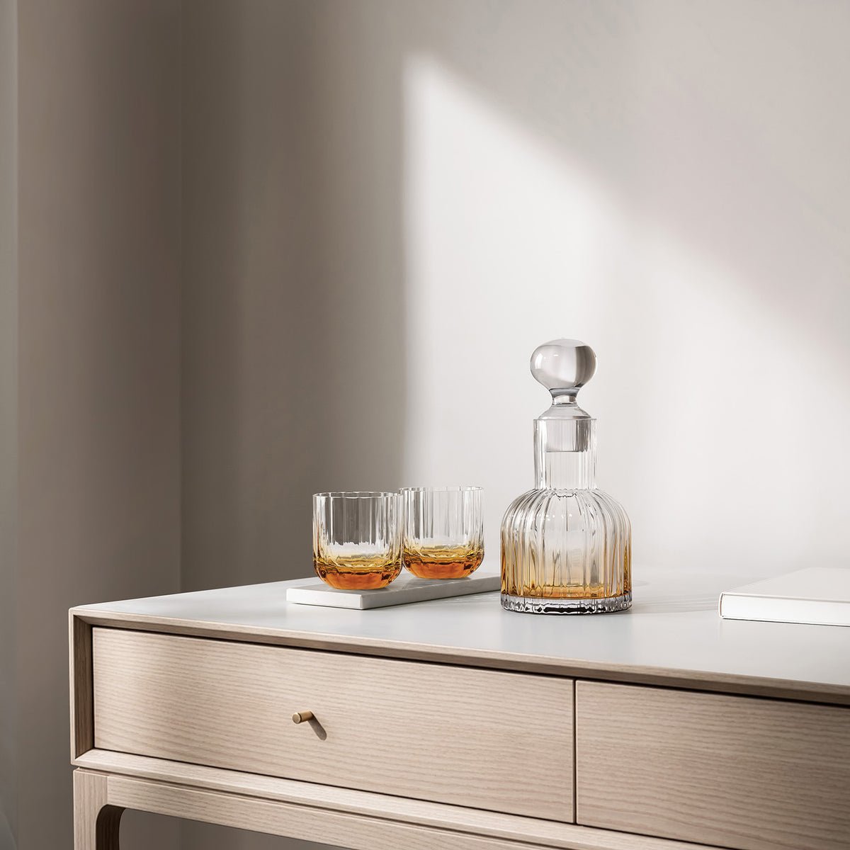 Marszałkowska Carafe with 2 Water Tumblers, Amber