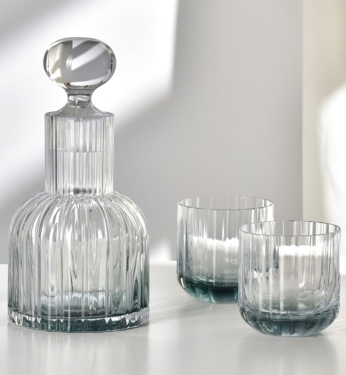 Marszałkowska Decanter with 2 Aquamarine Water Glasses