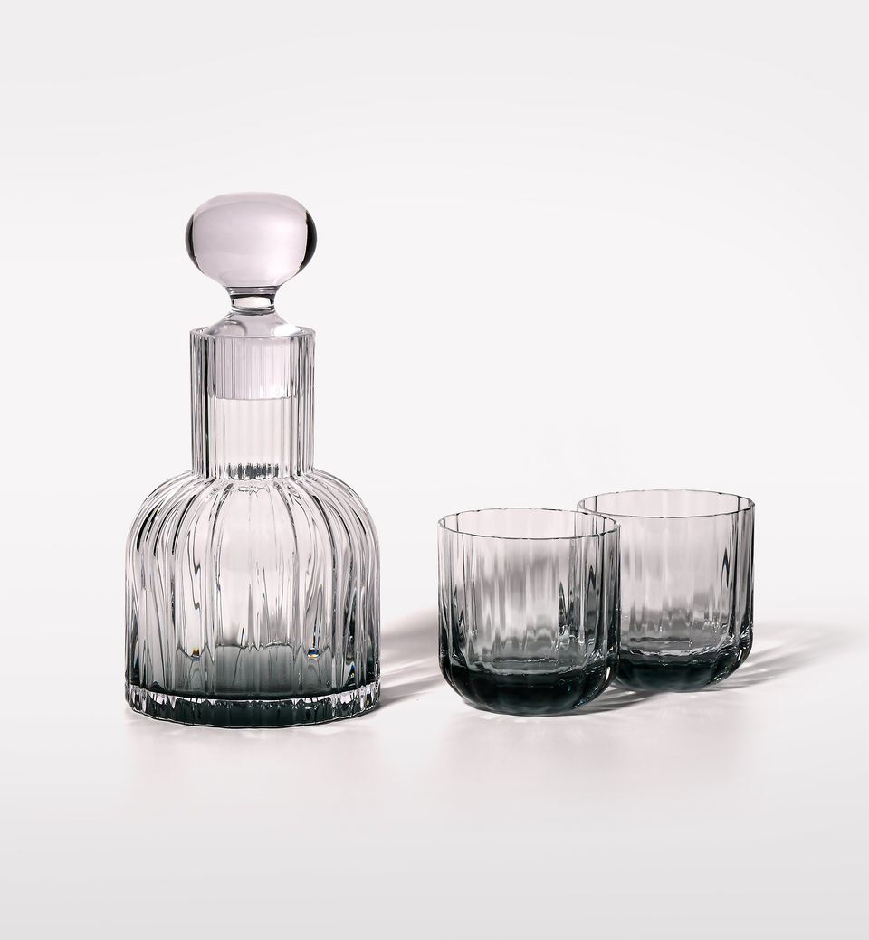 Marszałkowska Decanter with 2 Aquamarine Water Glasses