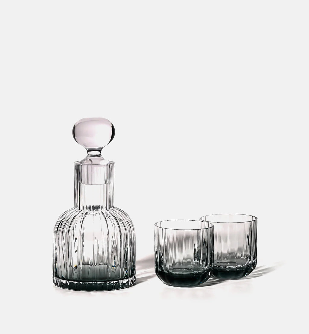 Marszałkowska Decanter with 2 Aquamarine Water Glasses
