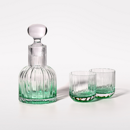 Marshal Carafe with 2 Emerald Water Glasses
