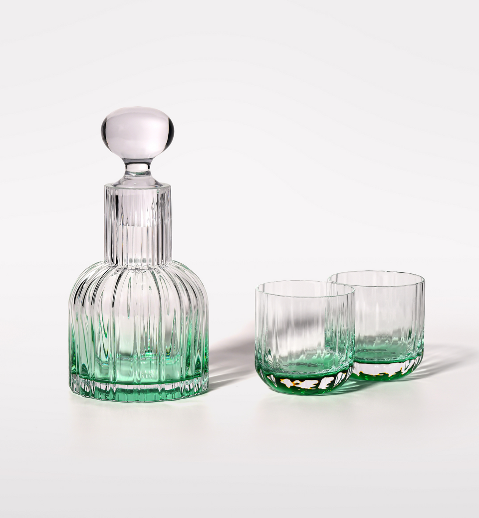 Marshal Carafe with 2 Emerald Water Glasses