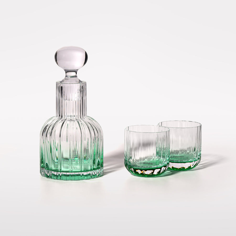 Marshal Carafe with 2 Emerald Water Glasses
