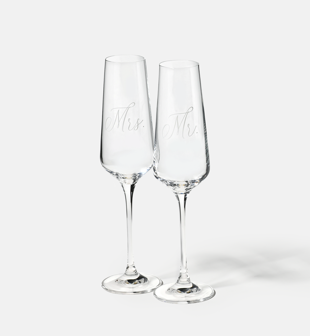 "Mr. & Mrs." Champagne Glasses, 180 ml