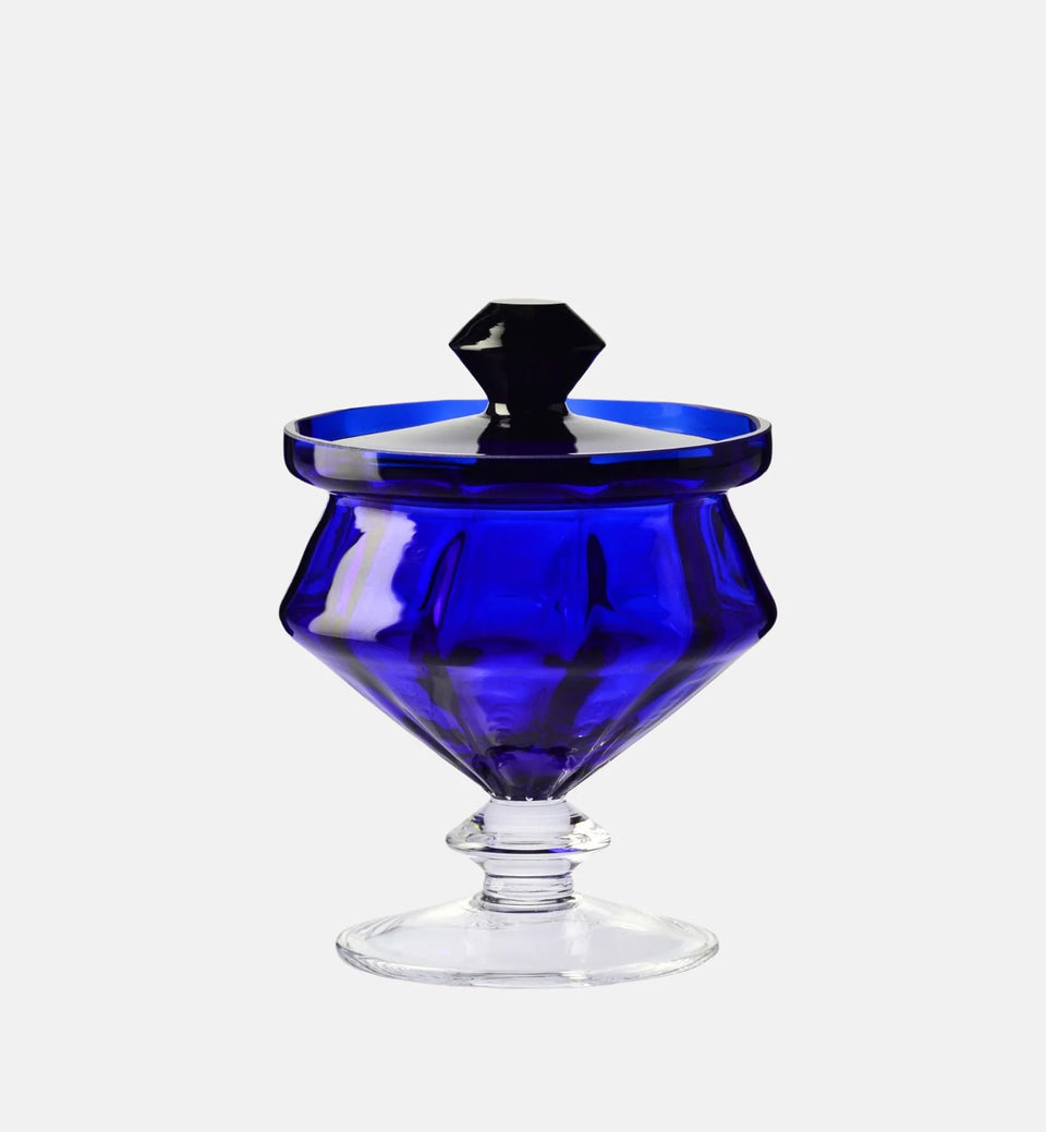 Kristallzuckerdose Kobalt 17 cm