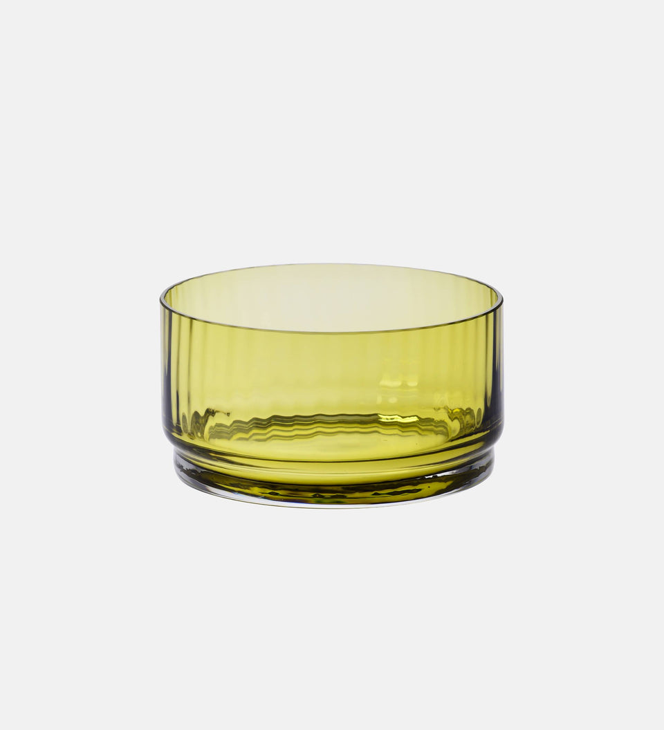 Salatschale, olivfarben, geriffelt, 15 cm