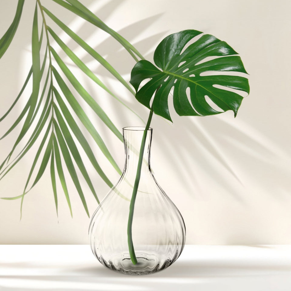 Large Ribbed Bottle Vase, 47 cm