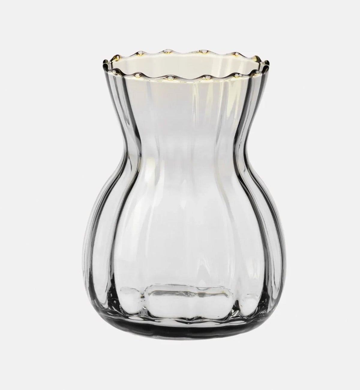 Ribbed Vase, Grey-blue, 19 cm