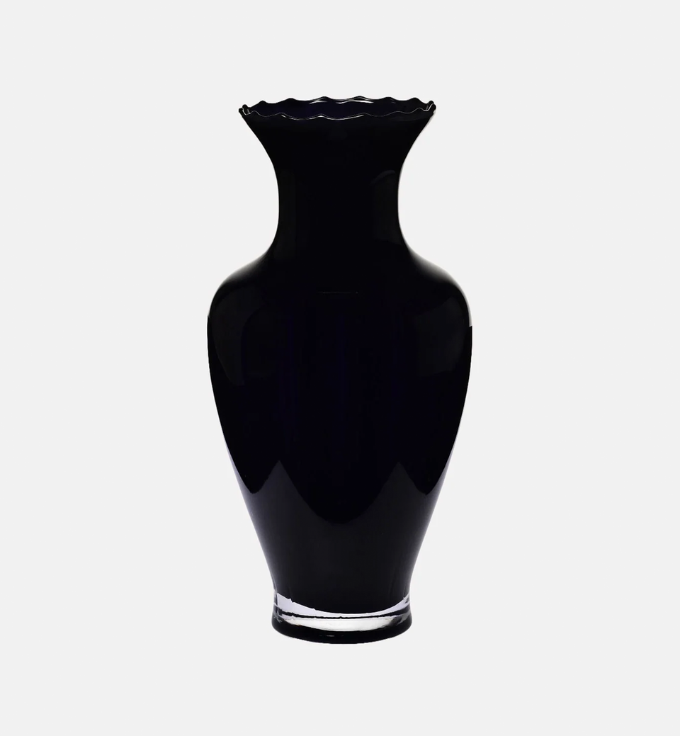 Wysoki czarny wazon ryflowany 42 cm