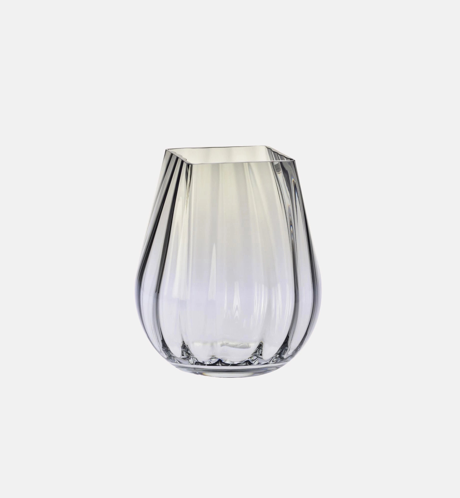 Massive geriffelte Vase mit quadratischem Rand, Rauchig, 25,5 cm – 1 Stk. – Offizieller KROSNO Shop