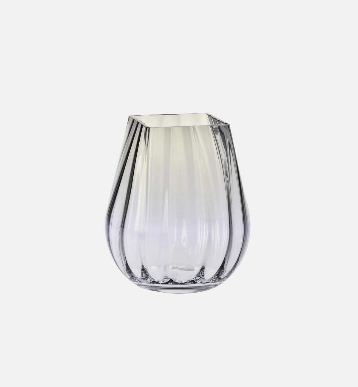 Massive geriffelte Vase mit quadratischem Rand, Rauchig, 25,5 cm – 1 Stk. – Offizieller KROSNO Shop