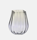 Heavy Ribbed Vase with Square Rim, Smoke, 25.5 cm