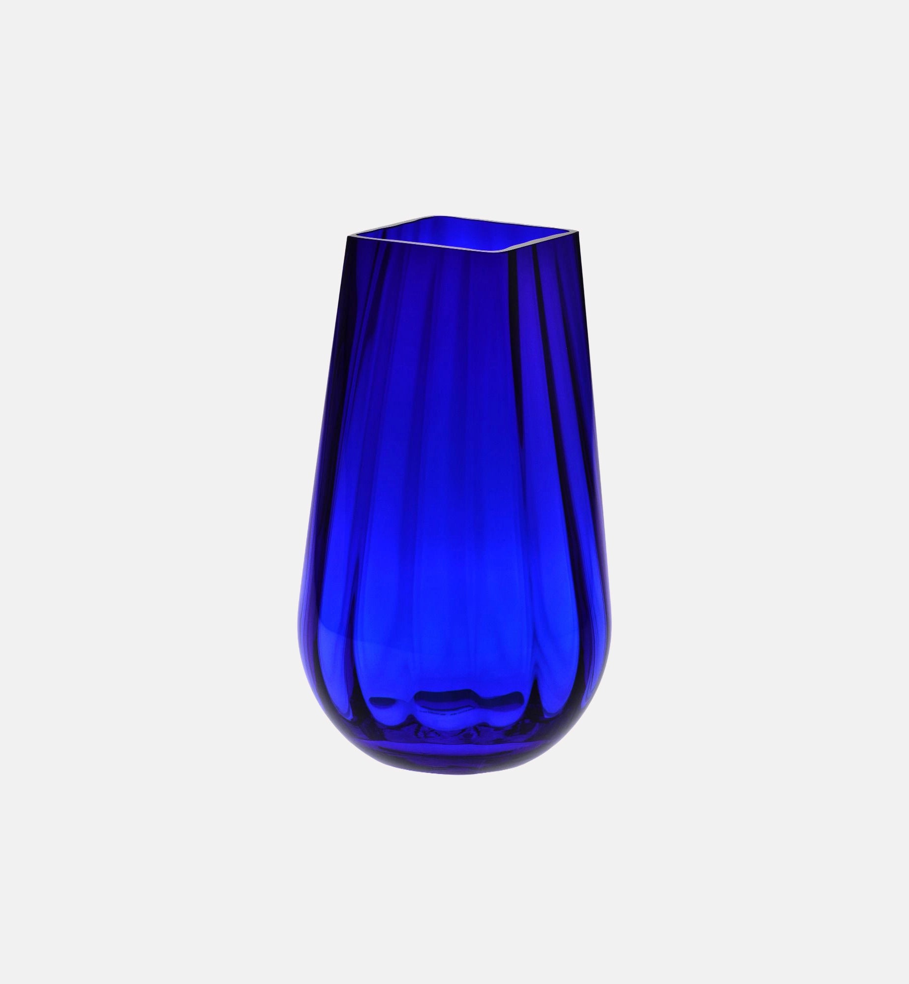 Massive hohe geriffelte Vase mit quadratischem Rand, Kobalt, 30 cm – 1 Stk. – Offizieller KROSNO Shop