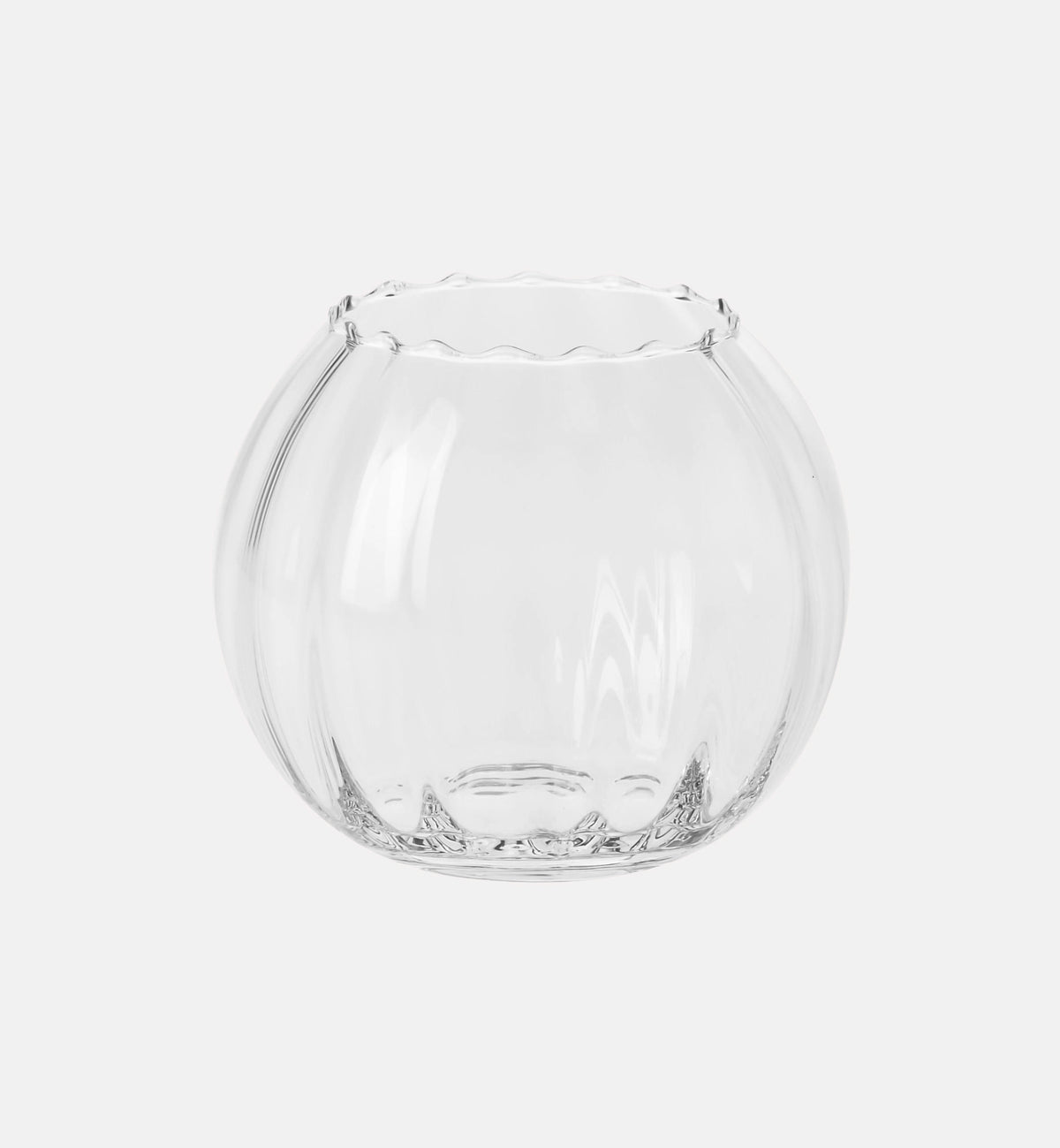 Farblose geriffelte Kugelvase 15,5 cm – 1 Stk. – Offizieller KROSNO Shop