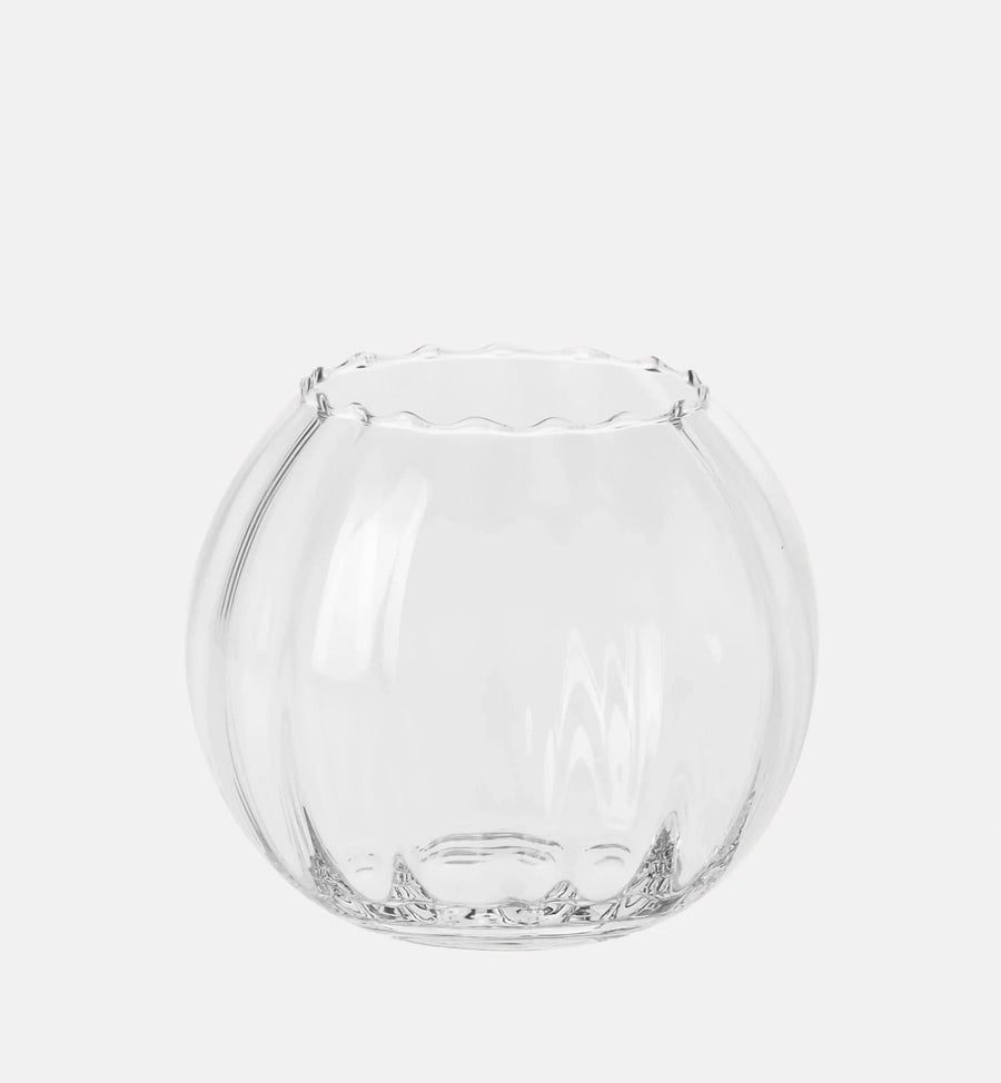 Wazon bezbarwny kula z ryflowaniem 15,5 cm