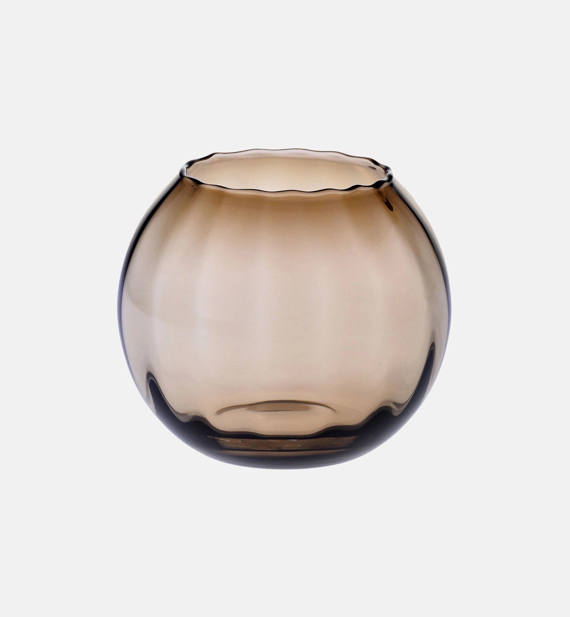Braune geriffelte Kugelvase 15,5 cm – 1 Stk. – Offizieller KROSNO Shop