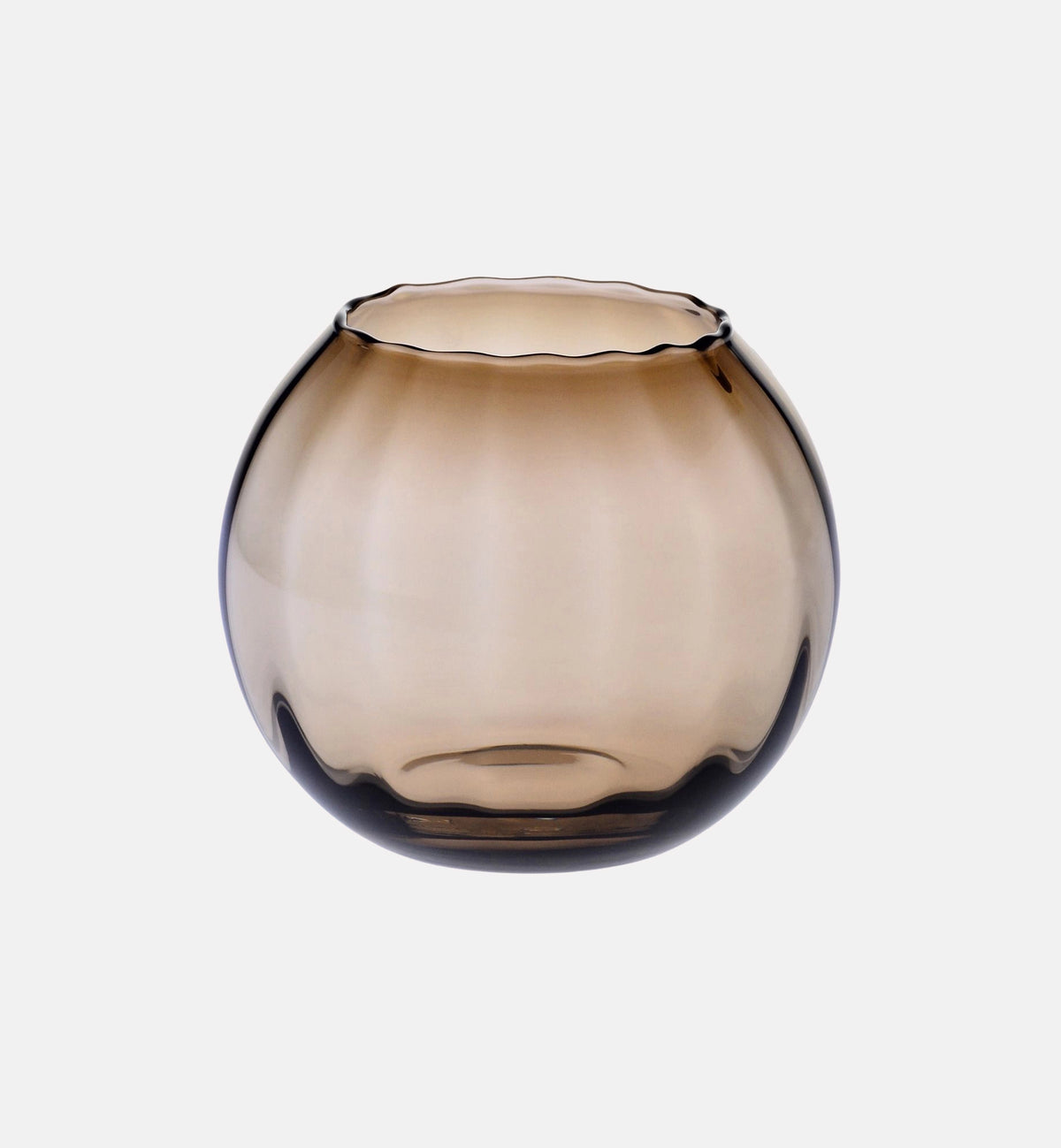 Braune geriffelte Kugelvase 15,5 cm – 1 Stk. – Offizieller KROSNO Shop