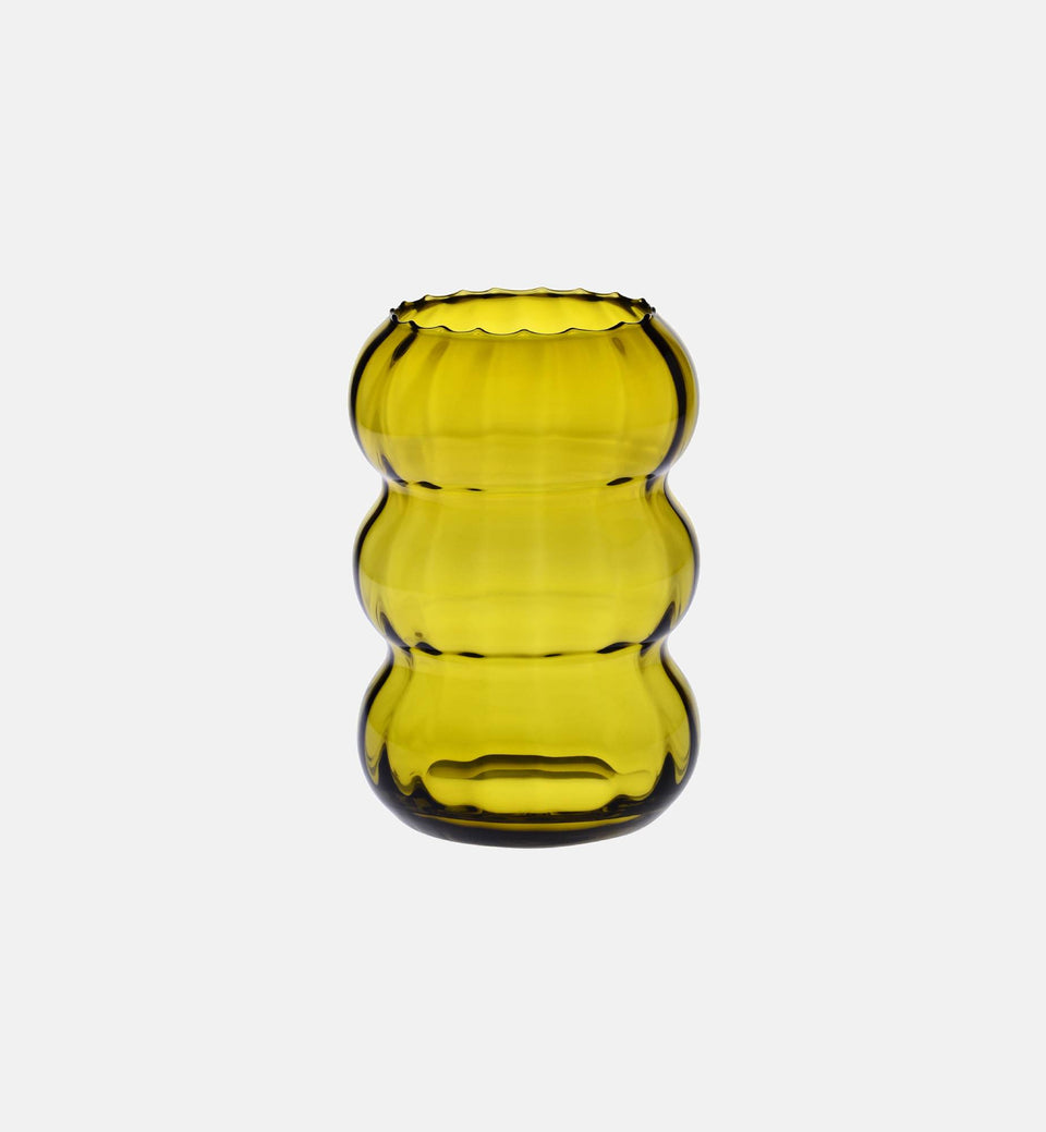 Gerillte olivfarbene Vase Bubble 26,5cm