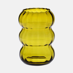 Bubble Ribbed Vase, Olive, 26.5 cm