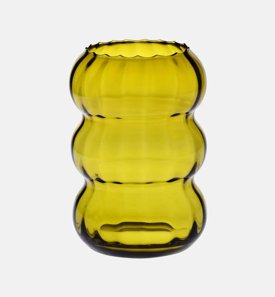 Bubble Ribbed Vase, Olive, 26.5 cm