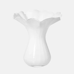 Weiße Vase mit Rüsche 28 cm