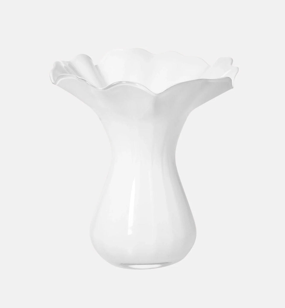 Biały wazon z falbaną 28 cm